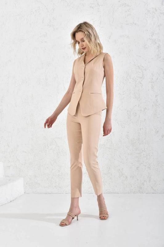 Kurzarm Blazer-Set Beige
