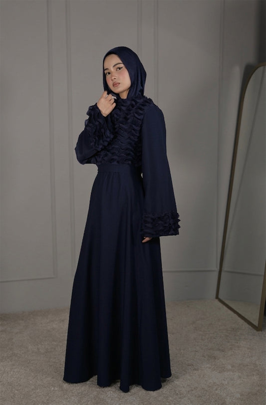 Elegantes Maxikleid in Dunkelblau – Modest Fashion Damenkleid