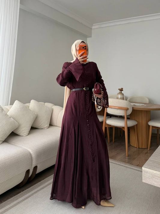 Elegantes Maxikleid in Bordeaux – Modest Fashion Damenkleid