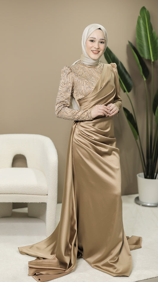 Mera Gold Abendkleid
