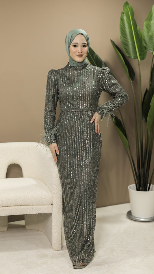 Grün-Pailletten-Kleid