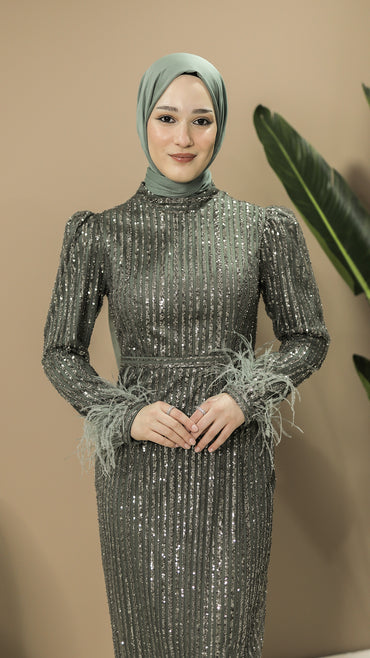 Grün-Pailletten-Kleid