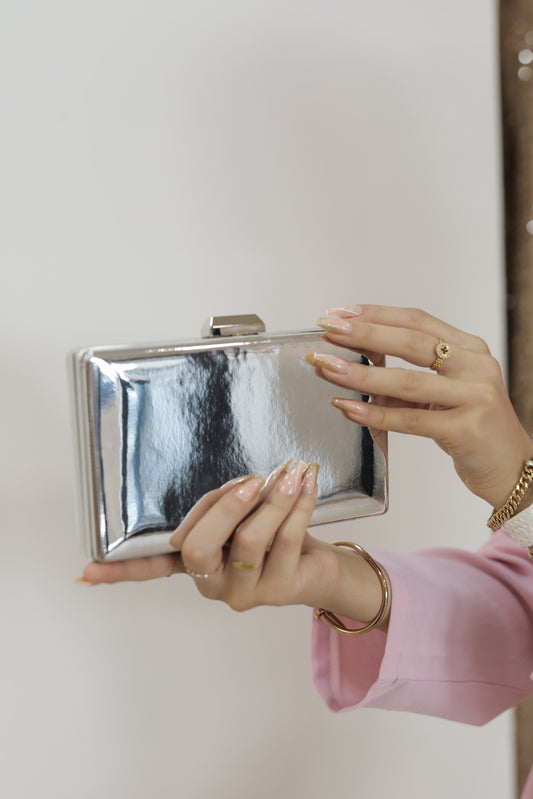 Silver shine handbag