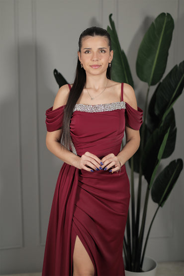 Eray Dress - Weinrot
