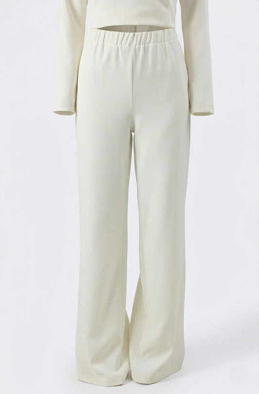 Cremefarbene Stoffhose für Damen – Eleganz & Komfort