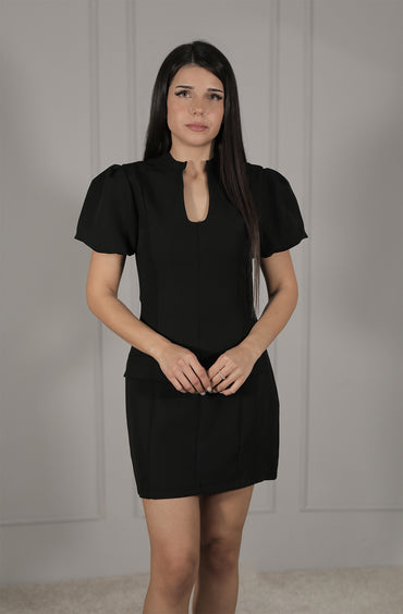 Elegantes Minikleid in Schwarz mit Puffärmeln
