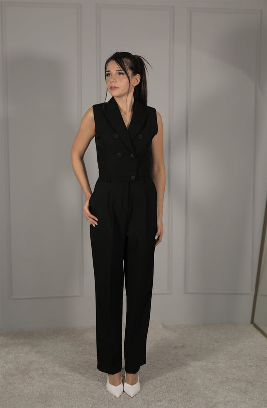 Eleganter Jumpsuit in Schwarz mit Blazer-Optik