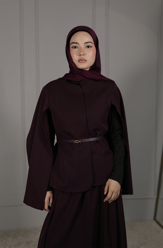 Elegante ärmellose Tunika mit Schulterdetail in Pflaume