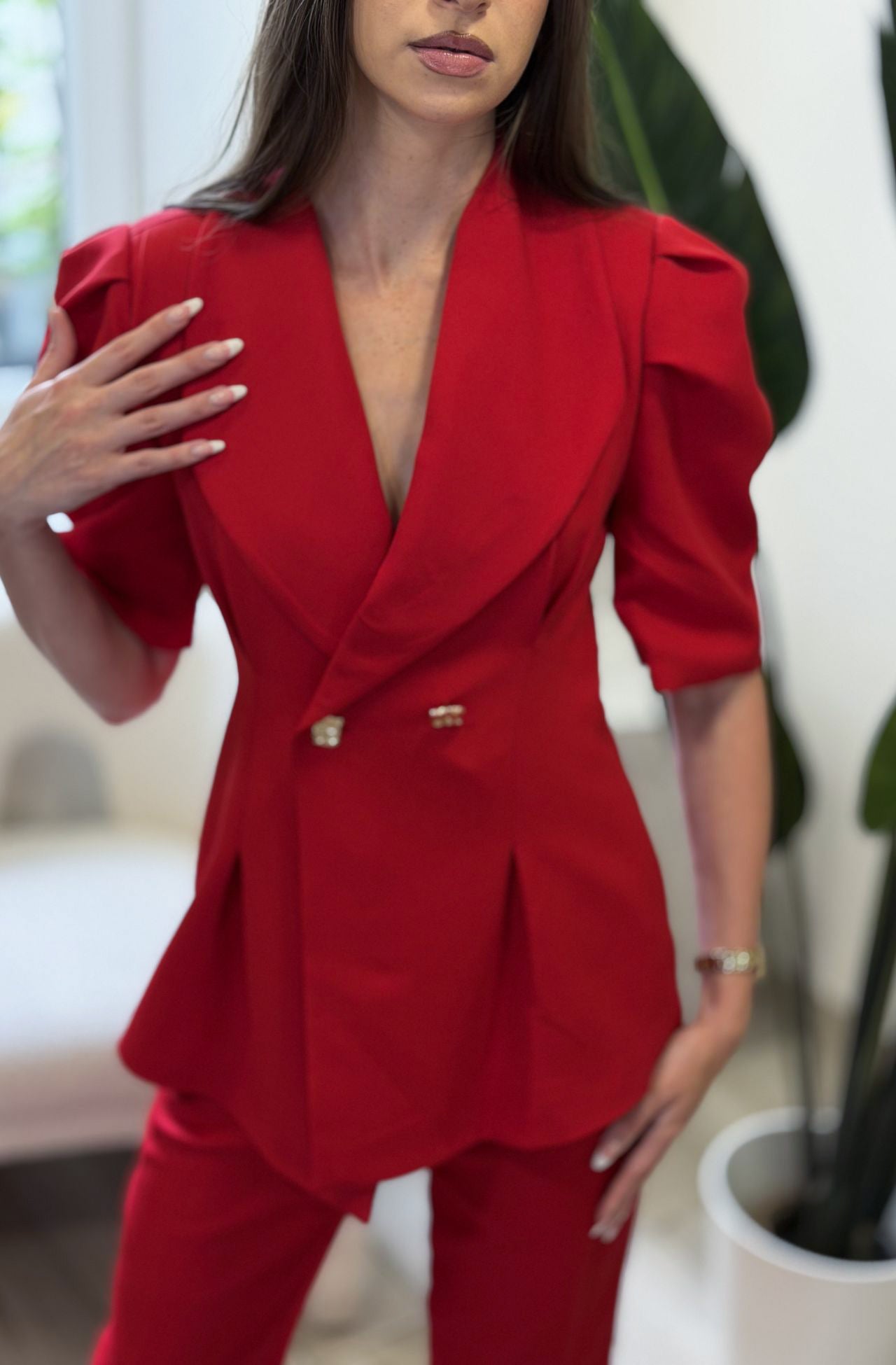 Elegantes Damen Zweiteiler-Set in Rot