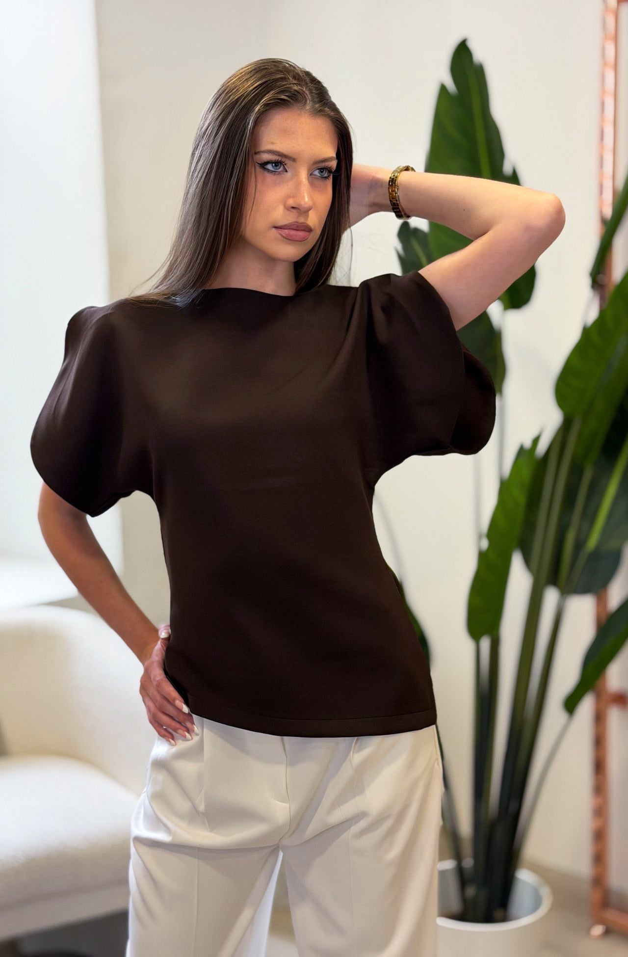 Elegante Damenbluse in Braun