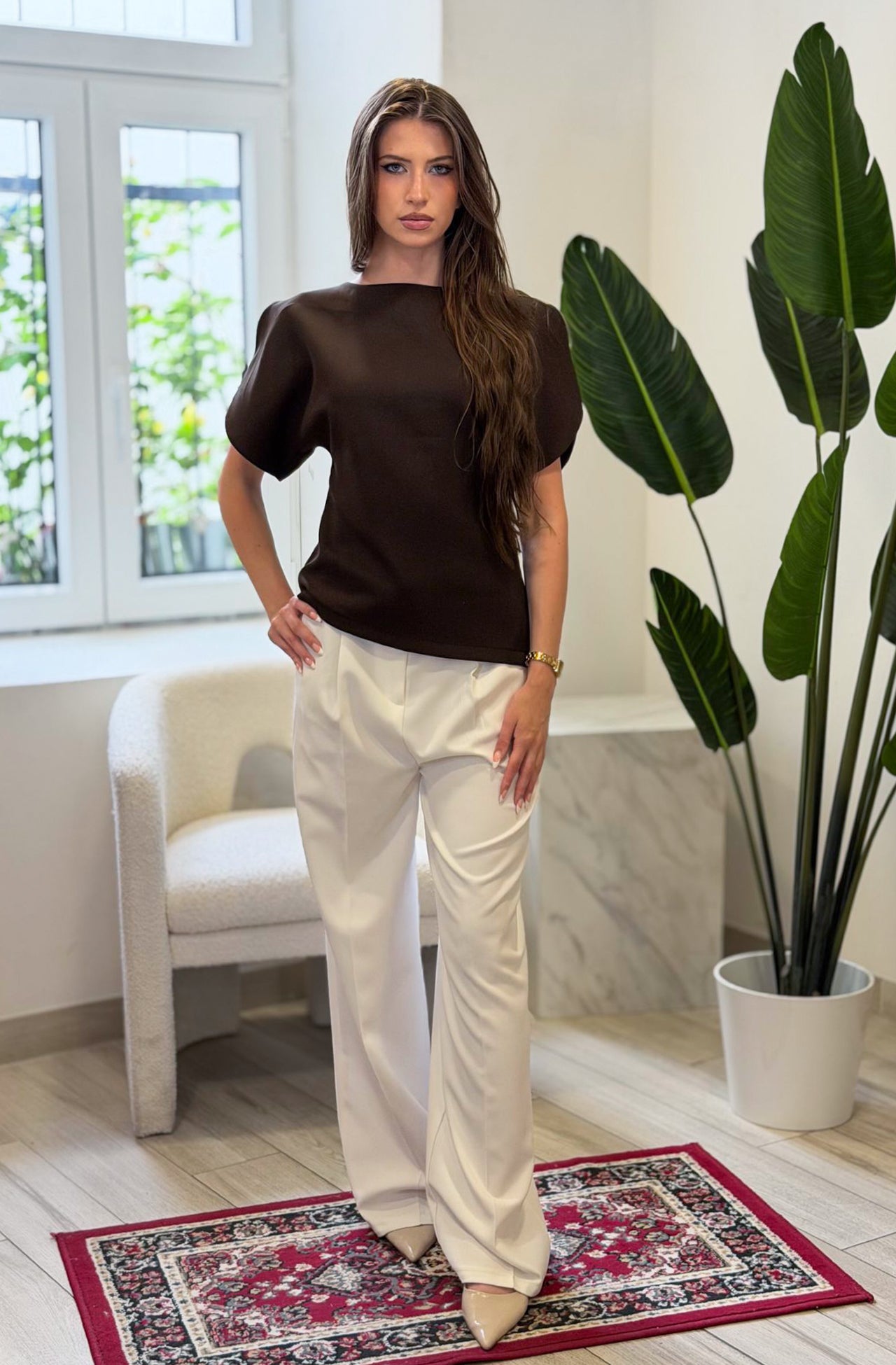 Elegante Damenbluse in Braun