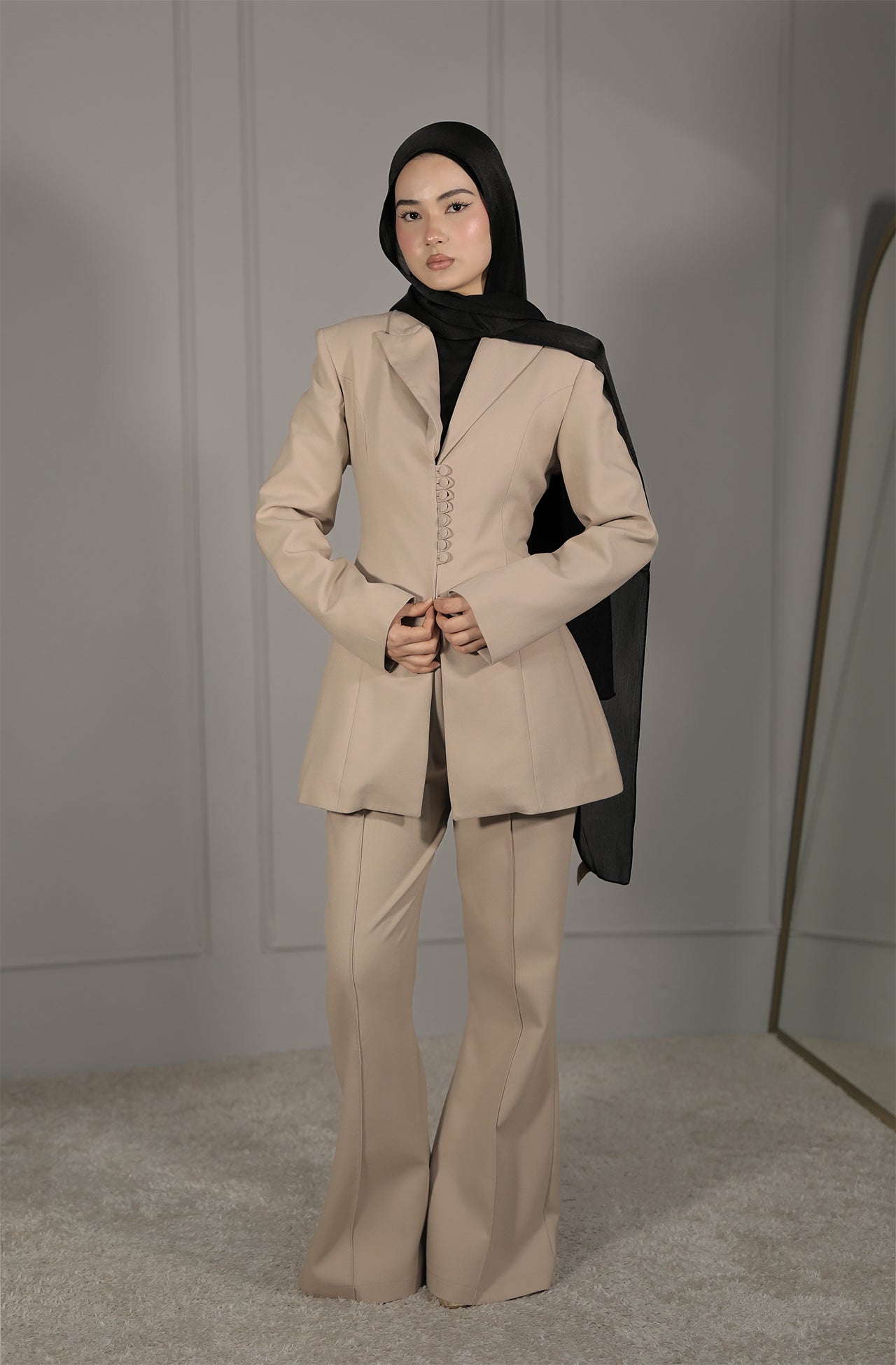 Beige Schlaghose für Damen