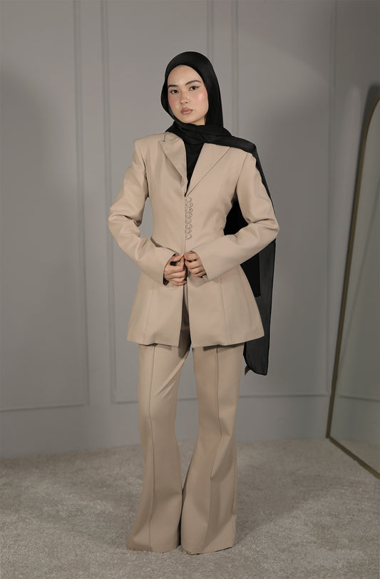 Eleganter Blazer mit Taillierter Passform in Beige