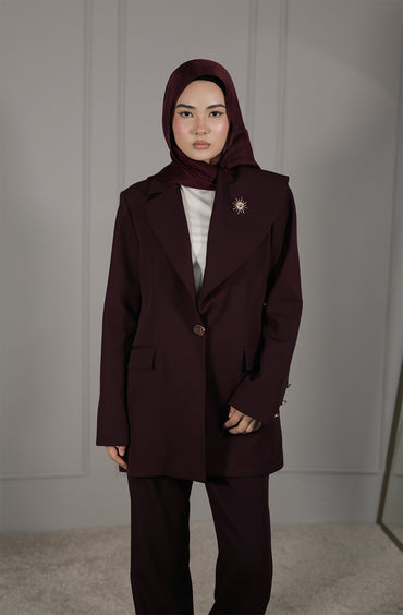 Oversize Damen Blazer in Pflaume – Elegante Modest Fashion