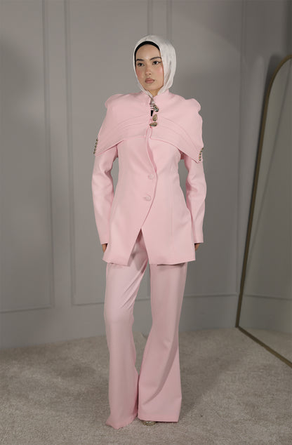 Eleganter Blazer mit Cape-Detail in Rosa