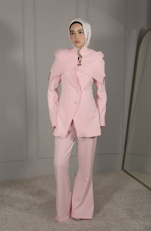 Eleganter Blazer mit Cape-Detail in Rosa