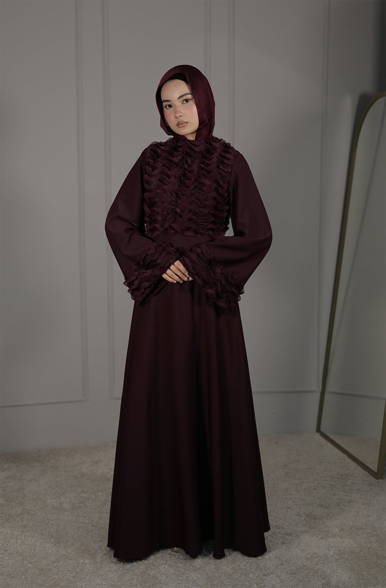 Elegantes Maxikleid mit Rüschen – Modest Fashion Damenkleid