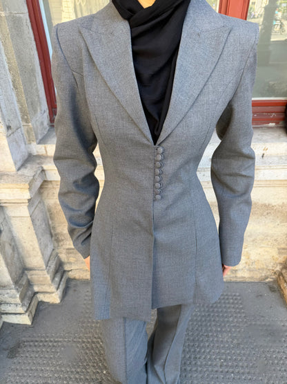 Grauer Damen Blazer – Eleganter Tailored Fit