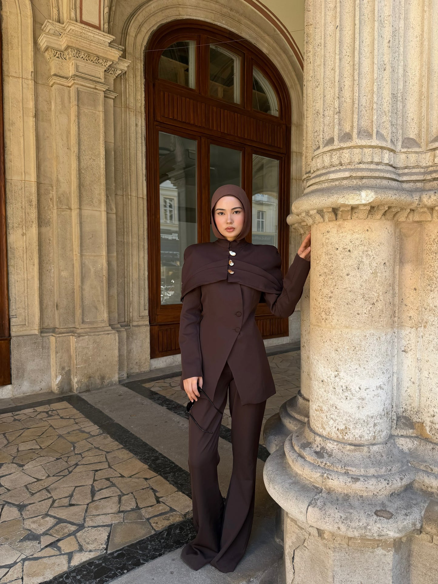 Elegante Schlaghose in Dunkelbraun mit Hohem Bund