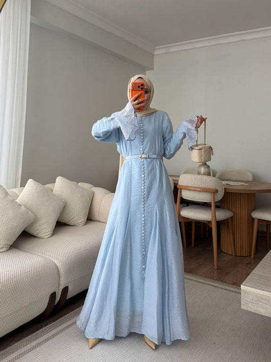 Elegantes Maxikleid in Hellblau – Modest Fashion Damenkleid