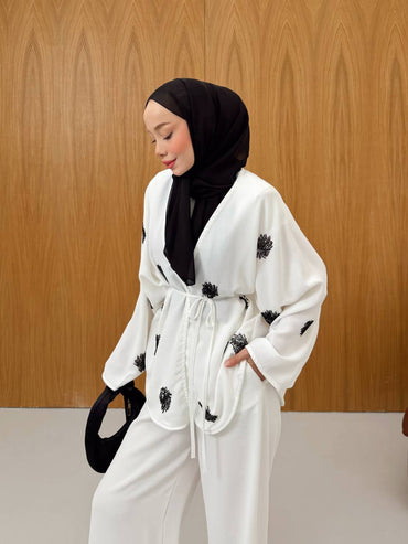 Elegantes Damen Set in Creme-Schwarz – Modest Fashion Zweiteiler