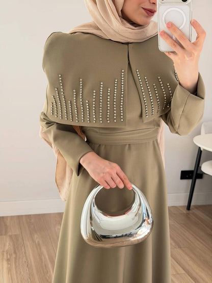 Elegantes Maxikleid in Salbeigrün – Modest Fashion Damenkleid