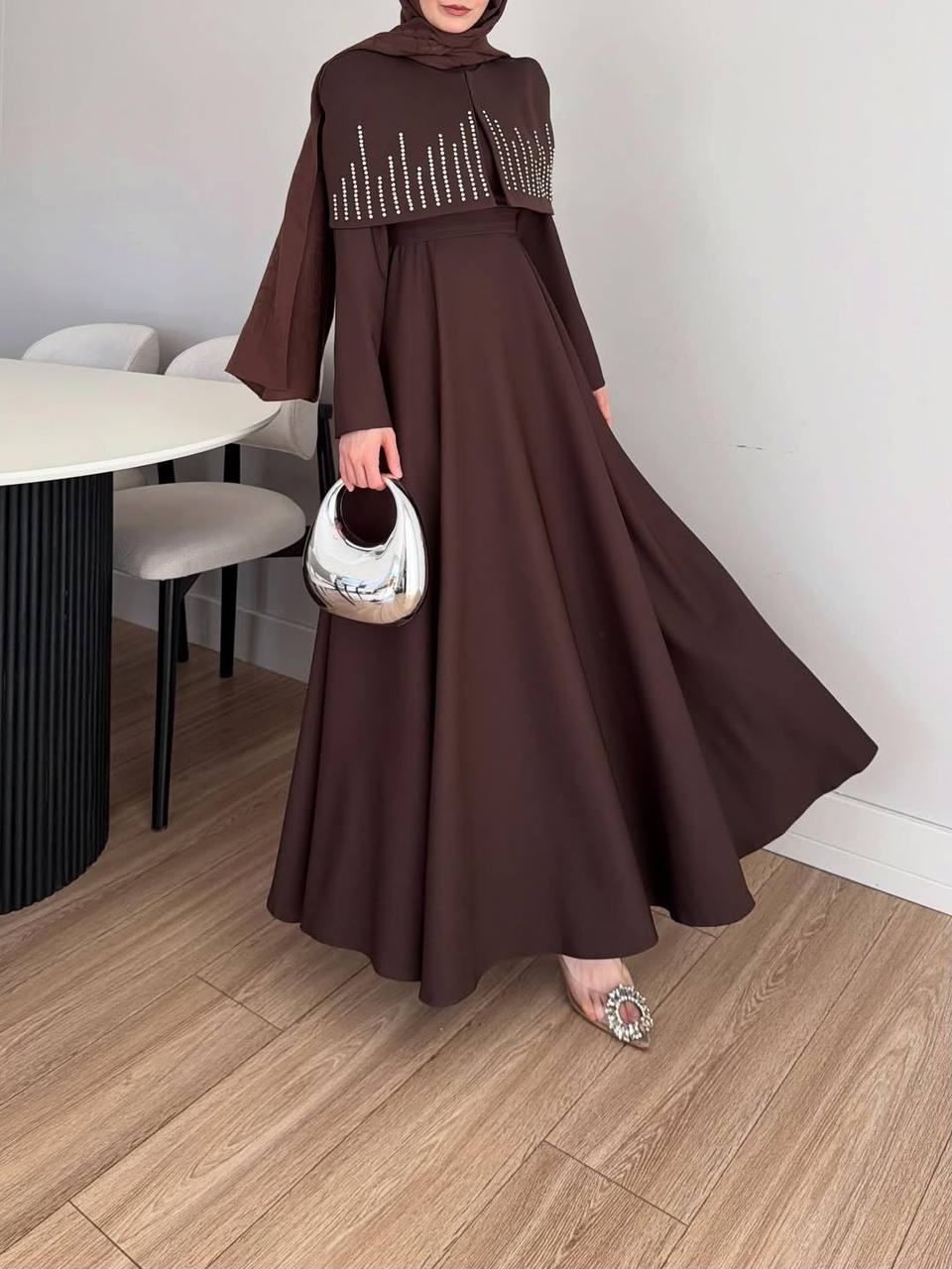 Elegantes Maxikleid in Braun – Modest Fashion Damenkleid
