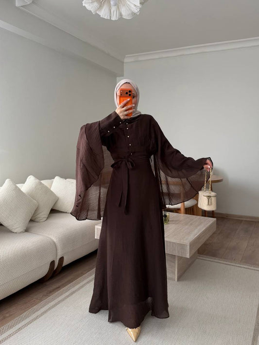 Elegantes Maxikleid in Dunkelbraun – Modest Fashion Damenkleid
