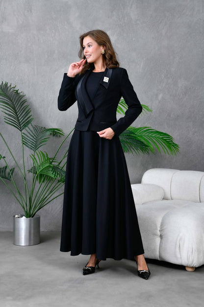 Kleid Set-Schwarz-Nlife