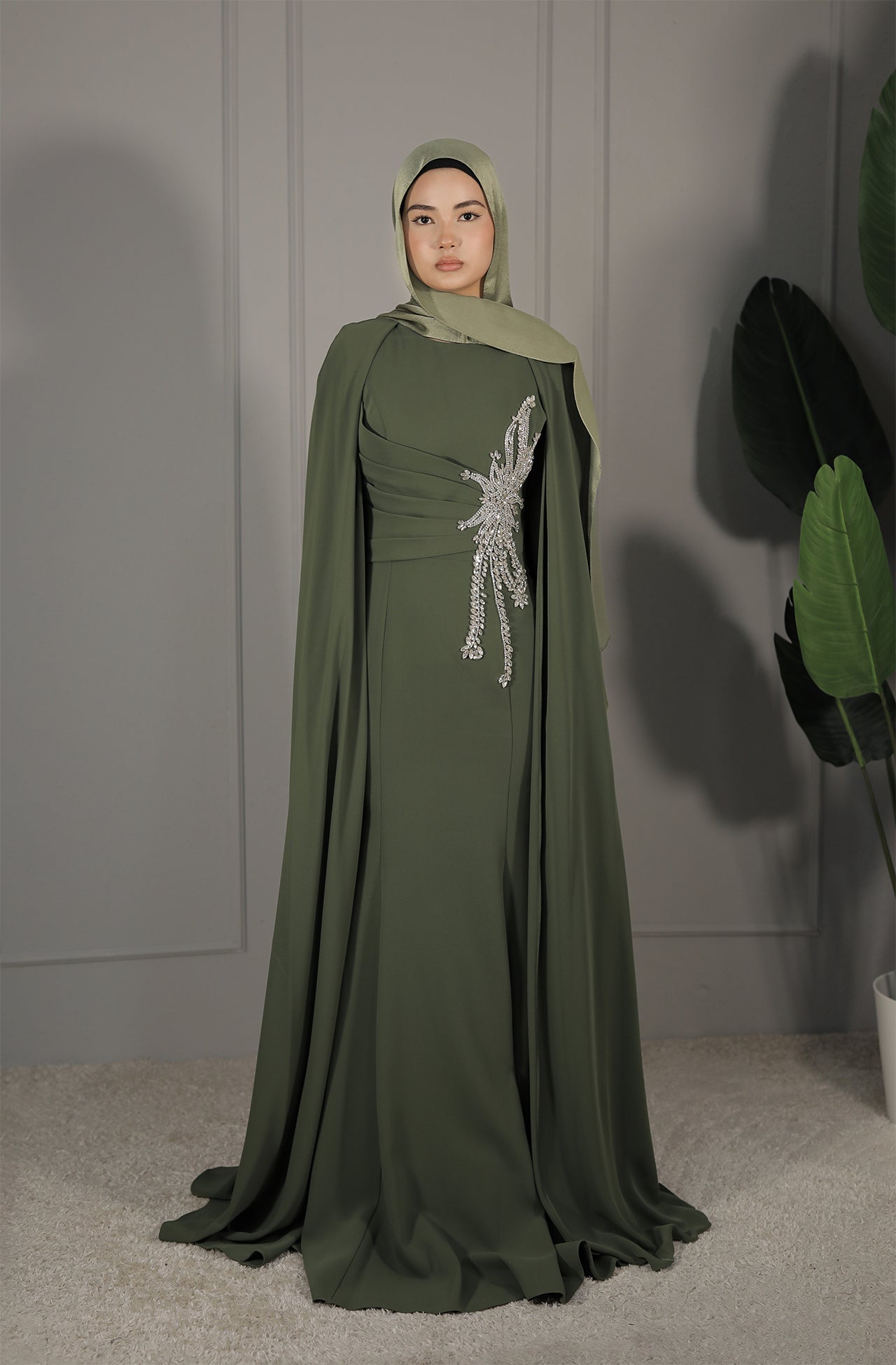 Rania Dress - Olivgrün