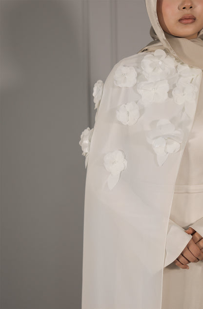 Samira Dress - Beige mit weißem Tülldetail