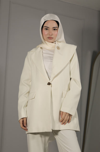 Eleganter Oversize Damen Blazer in Creme – Modest Fashion