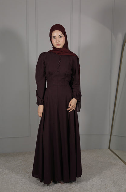 Elegantes Maxikleid in Pflaume – Zeitlose Eleganz mit femininer Silhouette