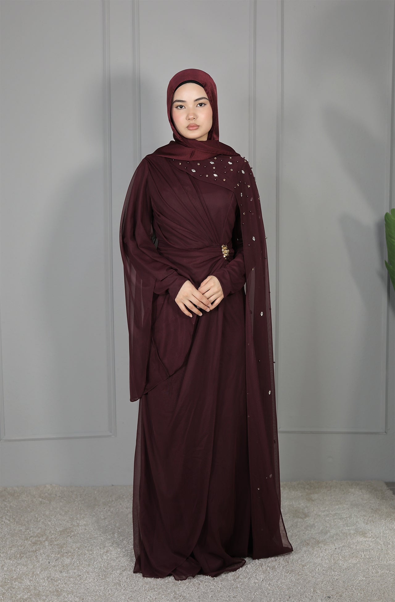 Nejla Dress - Weinrot