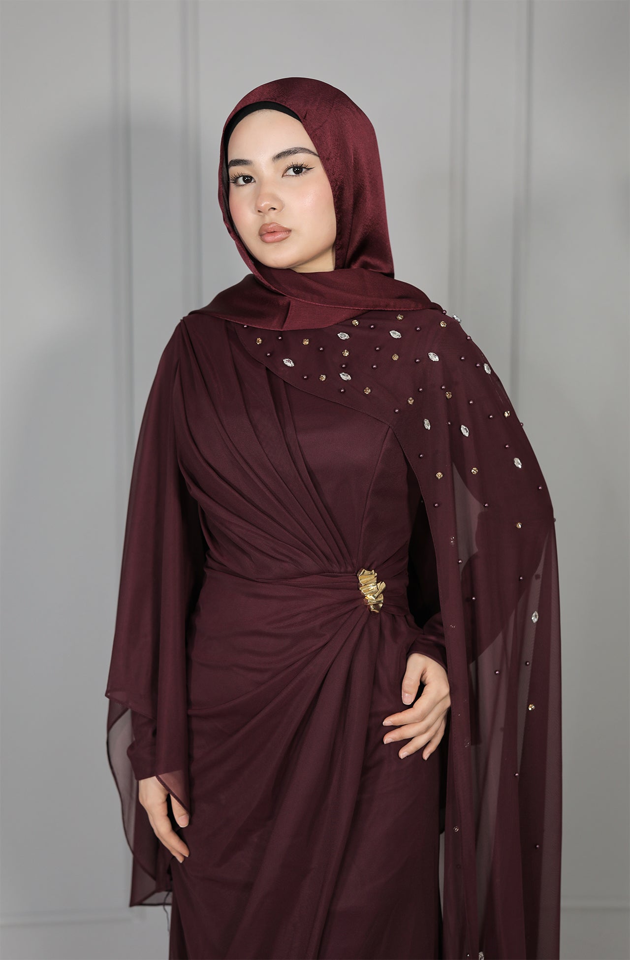 Nejla Dress - Weinrot