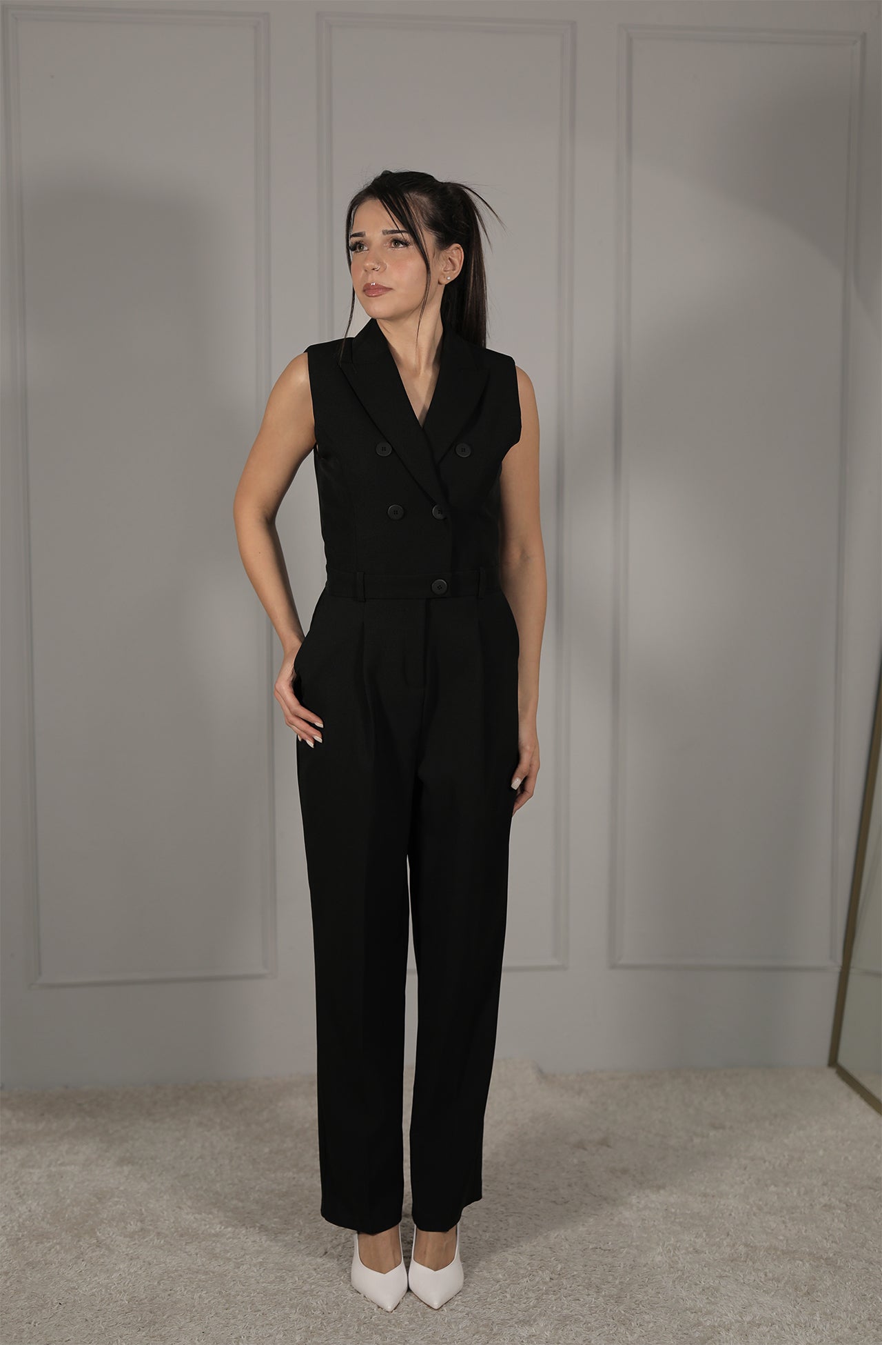 Eleganter Jumpsuit in Schwarz mit Blazer-Optik