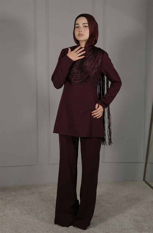 Elegantes Damen Set in Pflaume – Modest Fashion